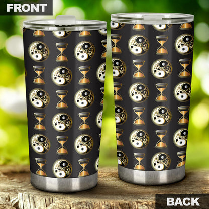 Yin Yang Skull Themed Design Print Tumbler