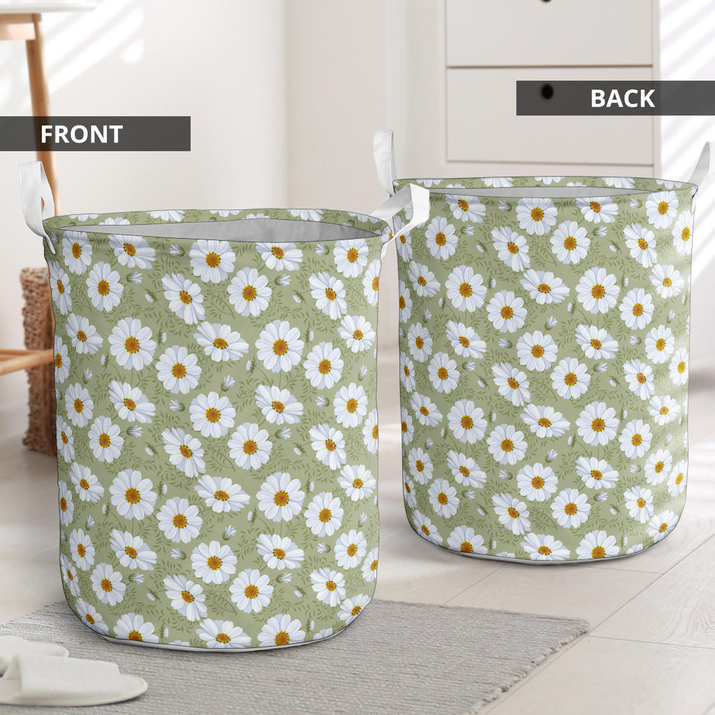 Daisy Yellow Print Pattern Laundry Basket