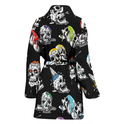 Skull Print Design LKS3013 Women Bathrobe