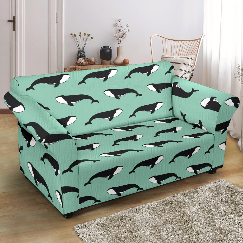 Whale Print Design LKS307 Loveseat Couch Slipcover