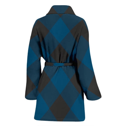 Plaid Blue Pattern Print Design A04 Women Bathrobe