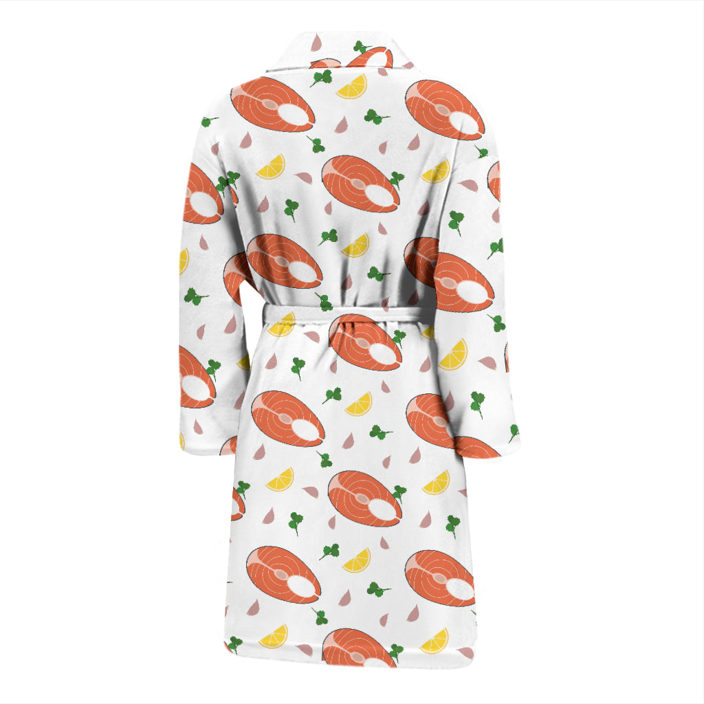 Salmon Steak Print Design LKS303 Men Bathrobe