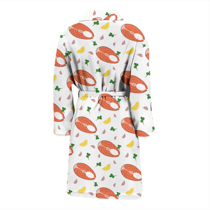 Salmon Steak Print Design LKS303 Men Bathrobe