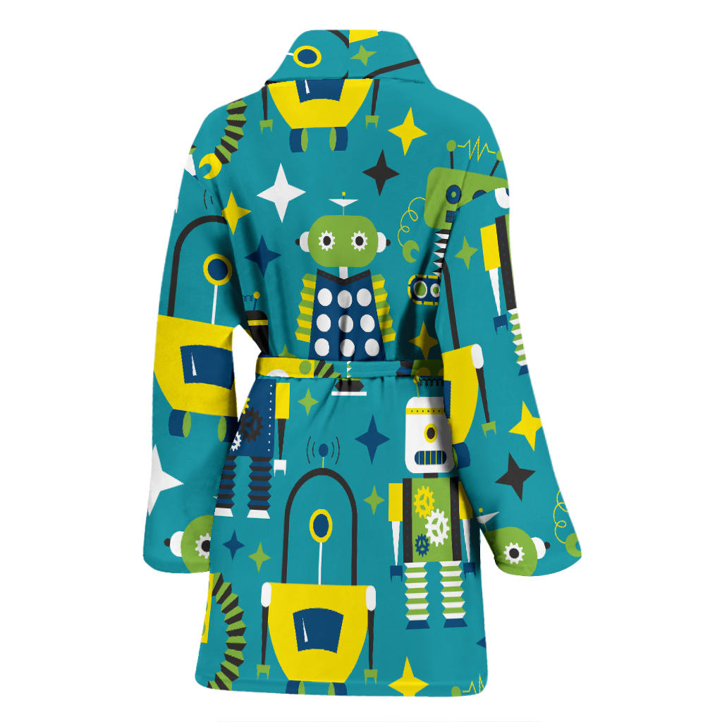 Robot Pattern Print Design A02 Women Bathrobe