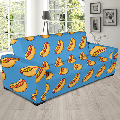 Hot Dog Pattern Print Design 02 Sofa Slipcover