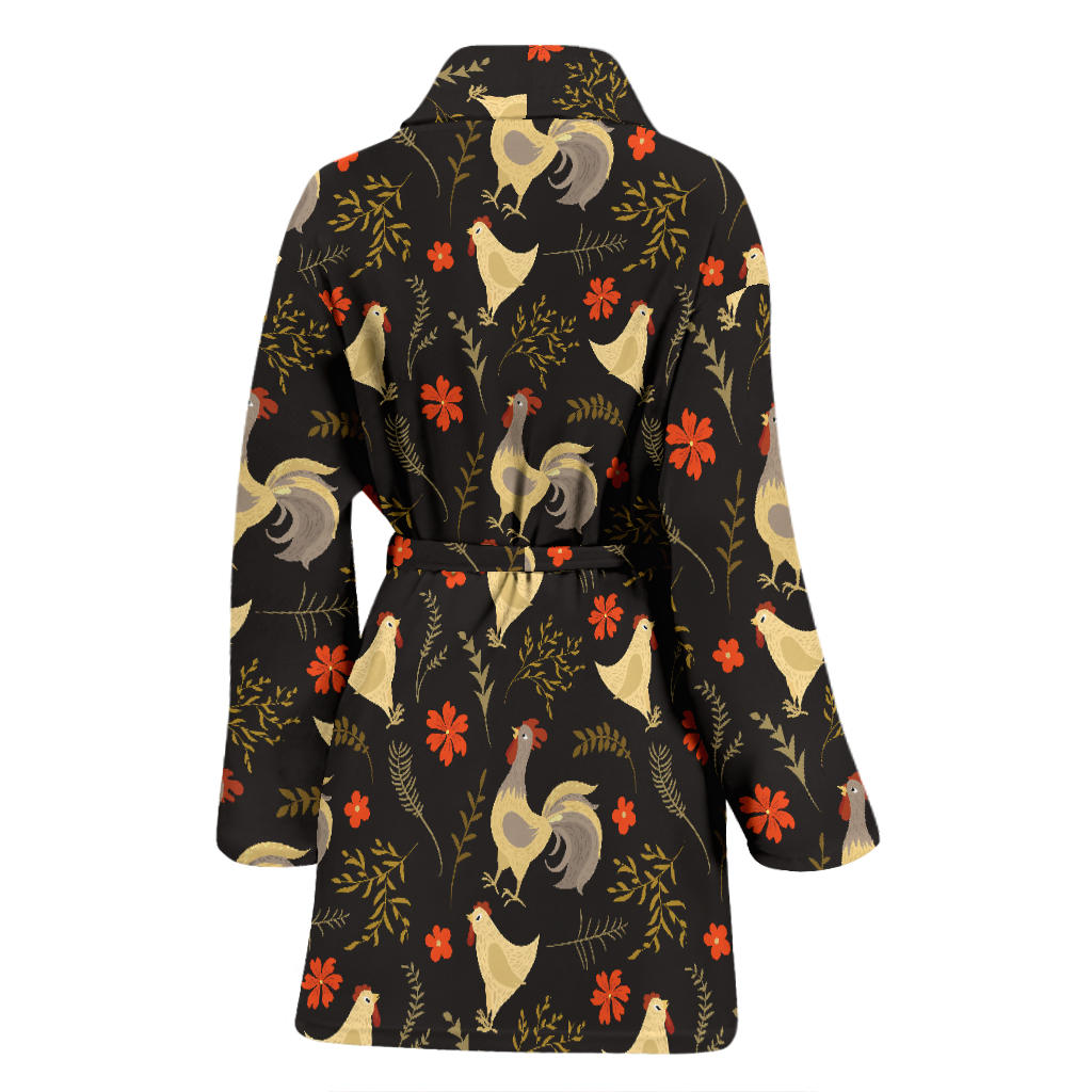 Chicken Pattern Print Design 04 Women Bathrobe