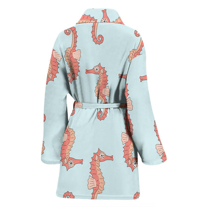 SeaHorse Pattern Print Design 01 Women Bathrobe