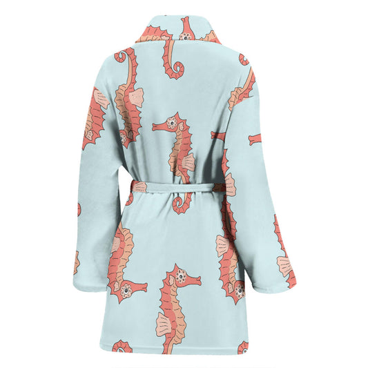 SeaHorse Pattern Print Design 01 Women Bathrobe