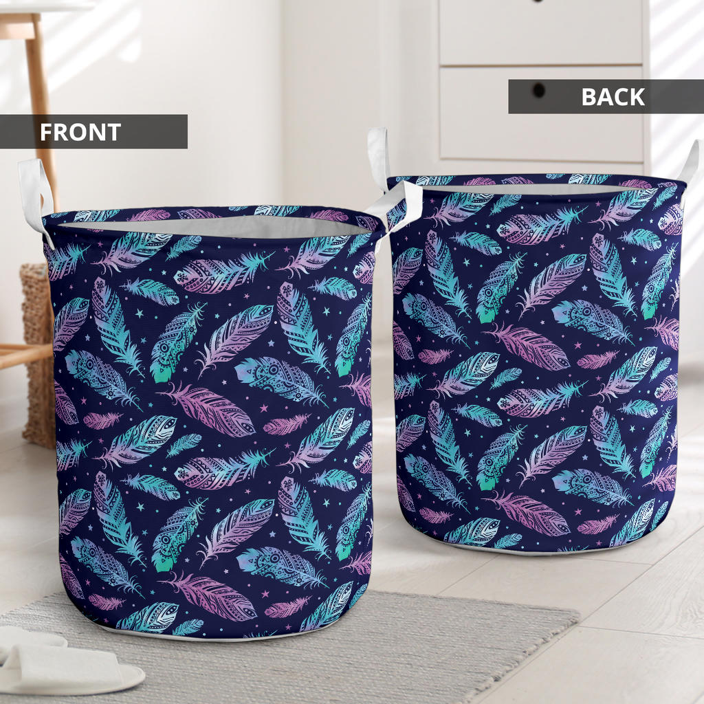 Feather Aztec Design Print Laundry Basket
