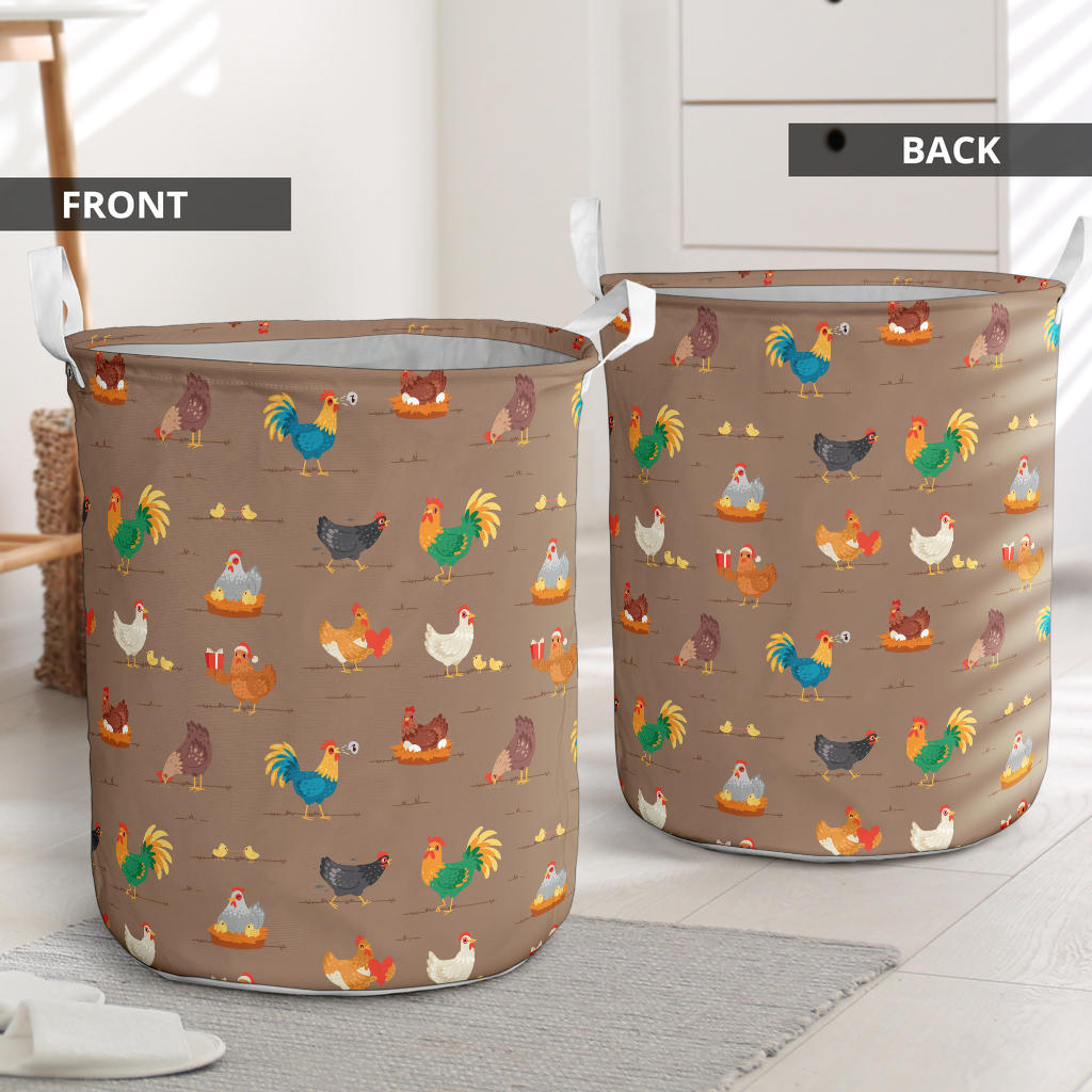 Chicken Happy Print Pattern Laundry Basket