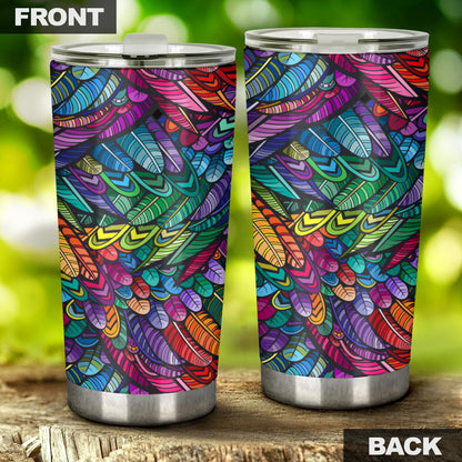 Feather Multicolor Design Print Tumbler