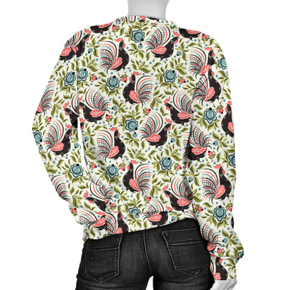 Rooster Print Design Women Long Sleeve Sweatshirt