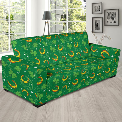 Shamrock With Horse Shoes Print Design LKS305 Sofa Slipcover