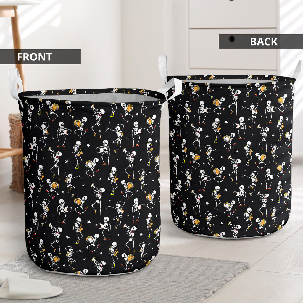 Skeleton Dance Print Laundry Basket