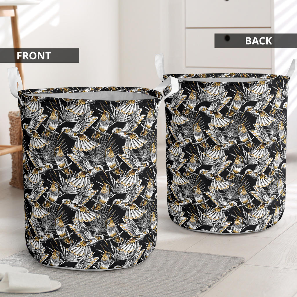 Hummingbird Gold Design Themed Print Laundry Basket