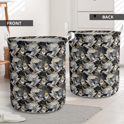 Hummingbird Gold Design Themed Print Laundry Basket