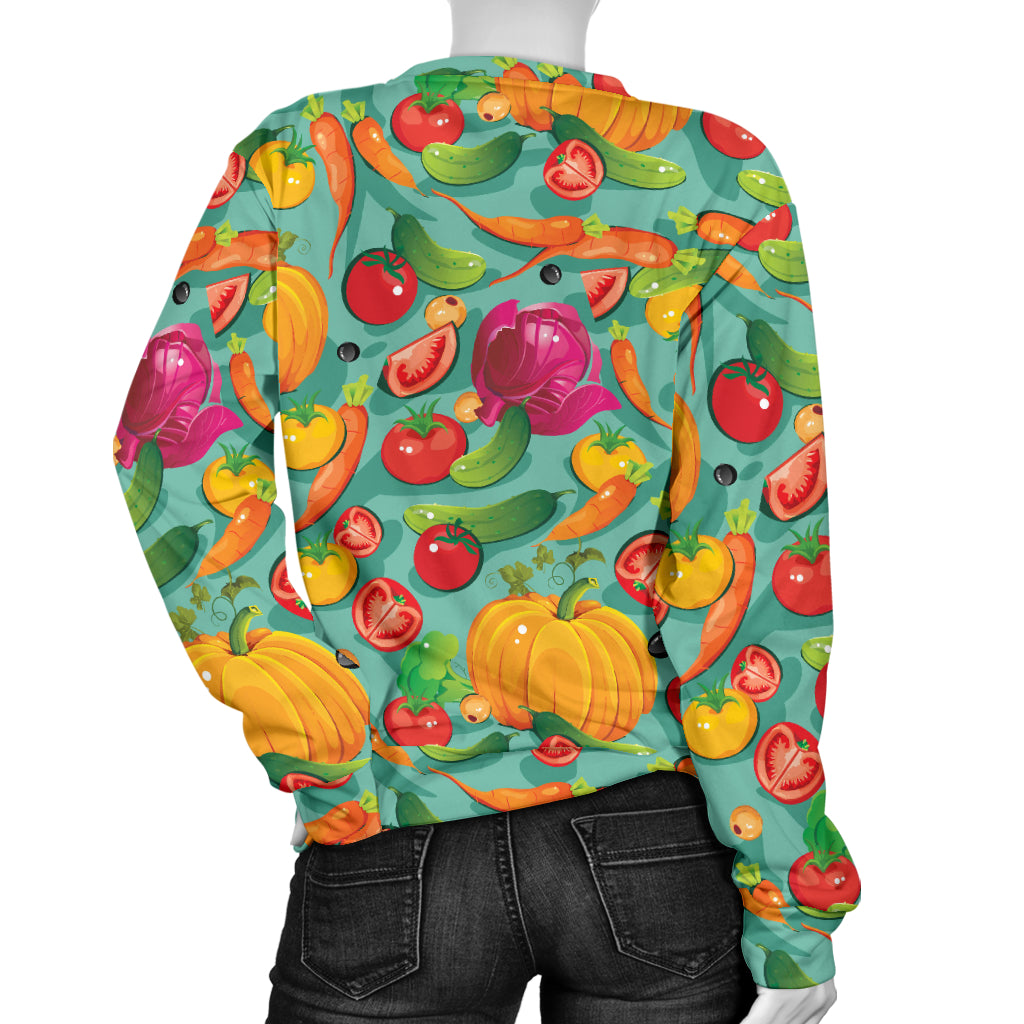 Vegan Colorful Themed Design Print Women Long Sleeve Sweatshirt