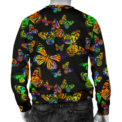 Butterfly Neon Color Print Pattern Men Long Sleeve Sweatshirt