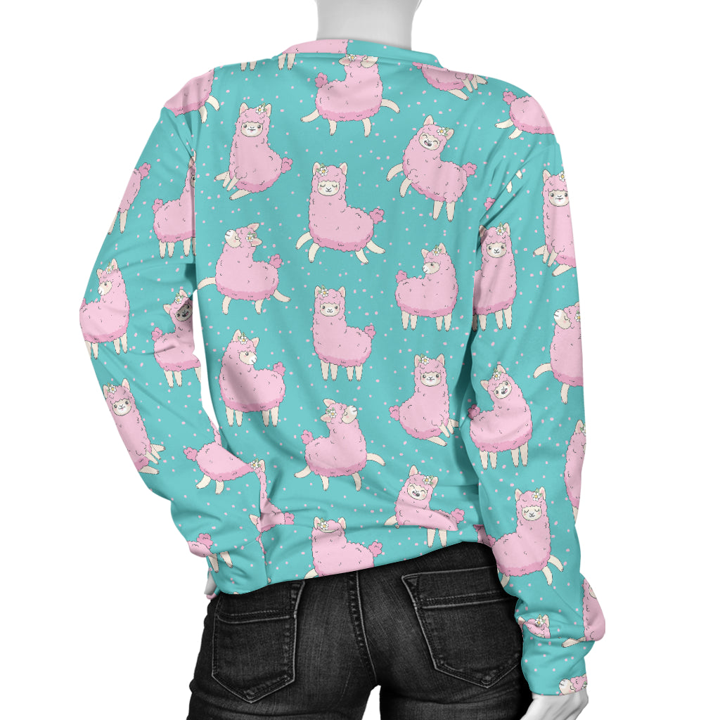 Alpaca Cartoon Design Themed Print Women Long Sleeve Sweatshirt
