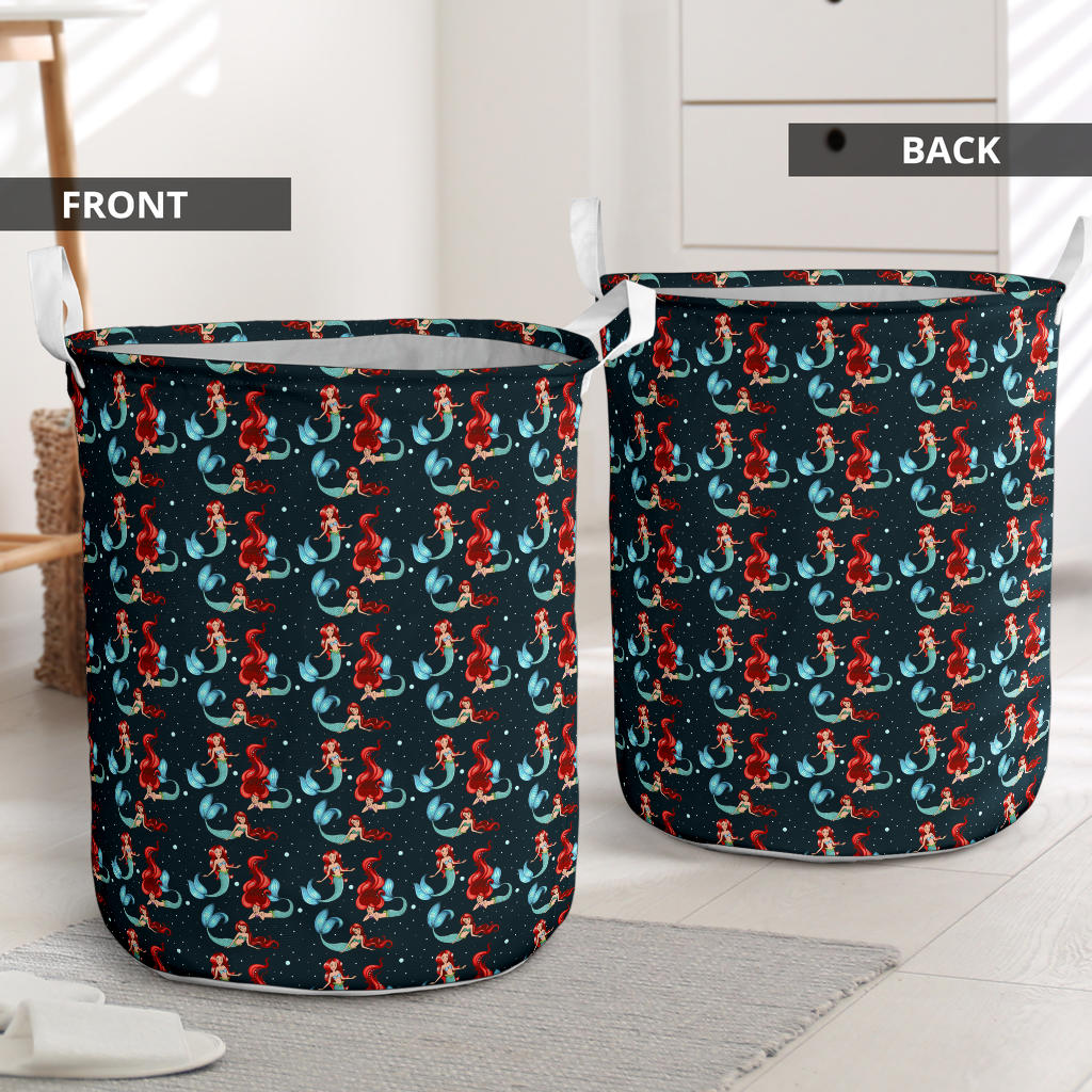 Mermaid Girl Themed Design Print Laundry Basket