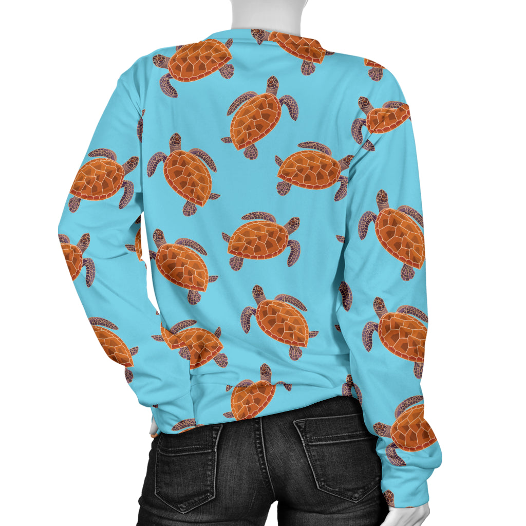 Brow Sea Turtle Print Pattern Women Long Sleeve Sweatshirt