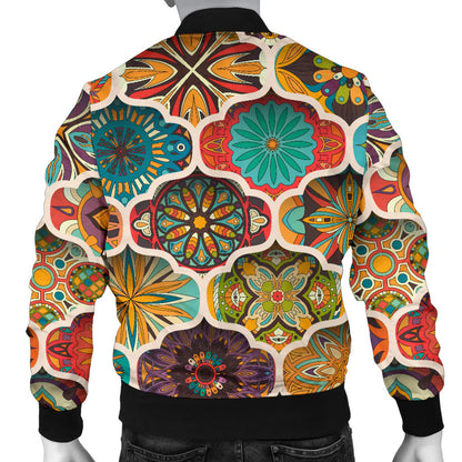 Mandala Mosaic Themed Design Print Men Bomber Jacket