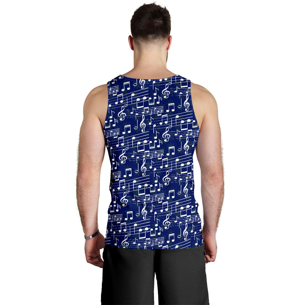 Music Note Blue Themed Print Men Tank Top