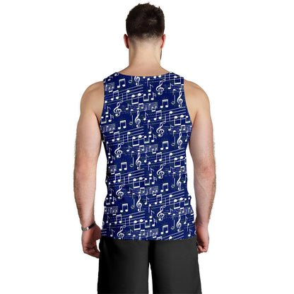 Music Note Blue Themed Print Men Tank Top