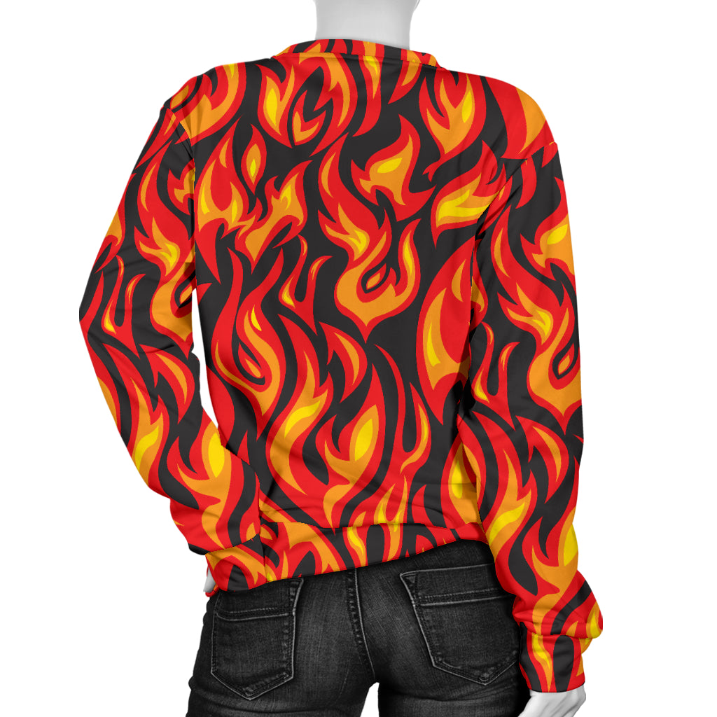 Flame Fire Print Pattern Women Long Sleeve Sweatshirt