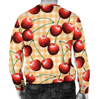 Cherry Orange Plaid Print Men Long Sleeve Sweatshirt