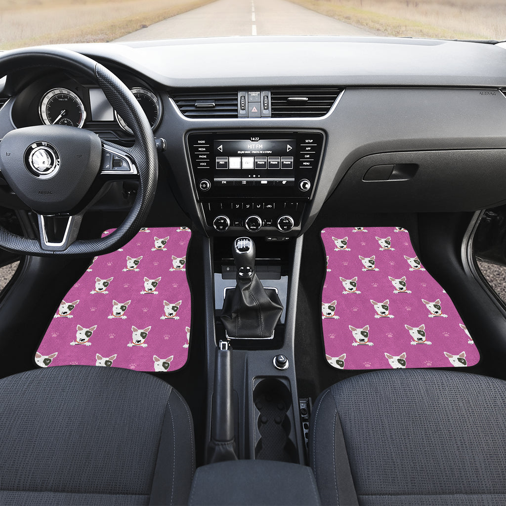 Bull Terrier Happy Print Pattern Car Floor Mats Front Back
