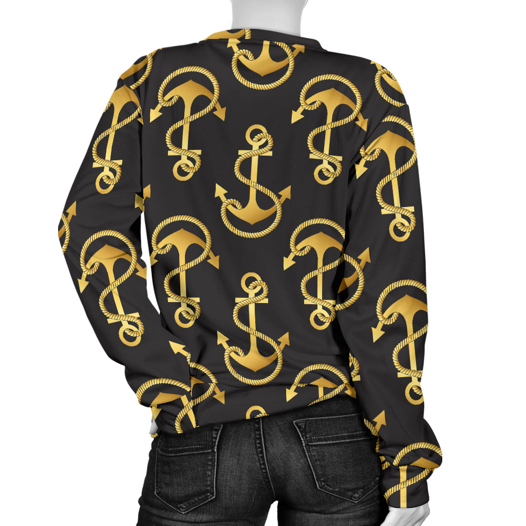Anchor Gold Pattern Women Long Sleeve Sweatshirt