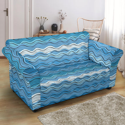 Wave Print Design LKS301 Loveseat Couch Slipcover