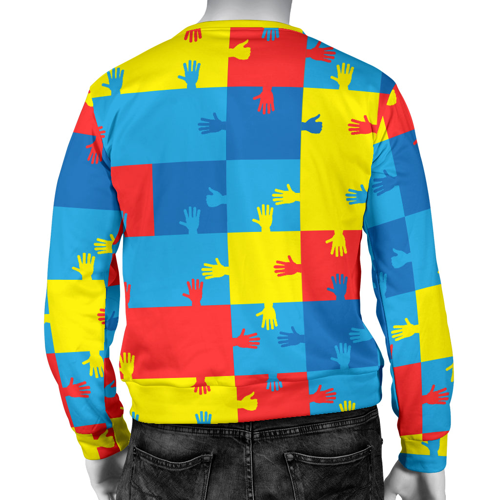 Autism Awareness Design Themed Print Men Long Sleeve Sweatshirt