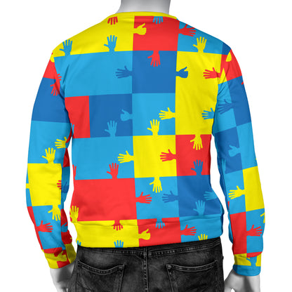 Autism Awareness Design Themed Print Men Long Sleeve Sweatshirt