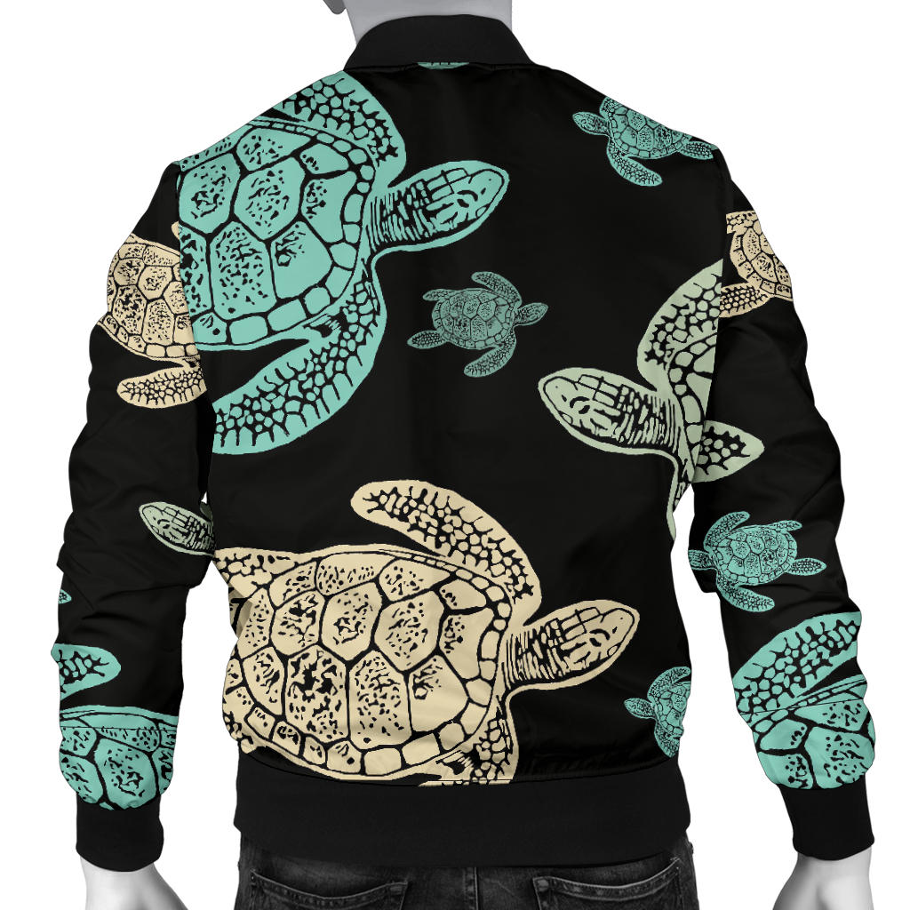Sea Turtle Stamp Pattern Men Bomber Jacket