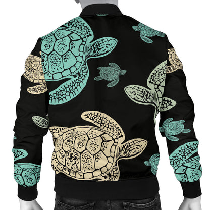 Sea Turtle Stamp Pattern Men Bomber Jacket
