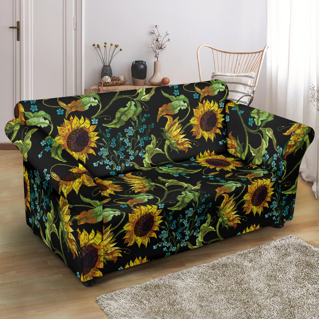 Sunflower Print Design LKS308 Loveseat Couch Slipcover