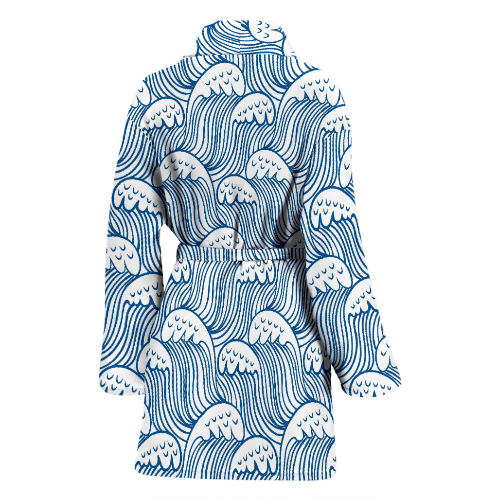 Wave Print Design LKS306 Women Bathrobe