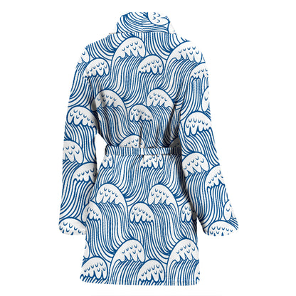 Wave Print Design LKS306 Women Bathrobe