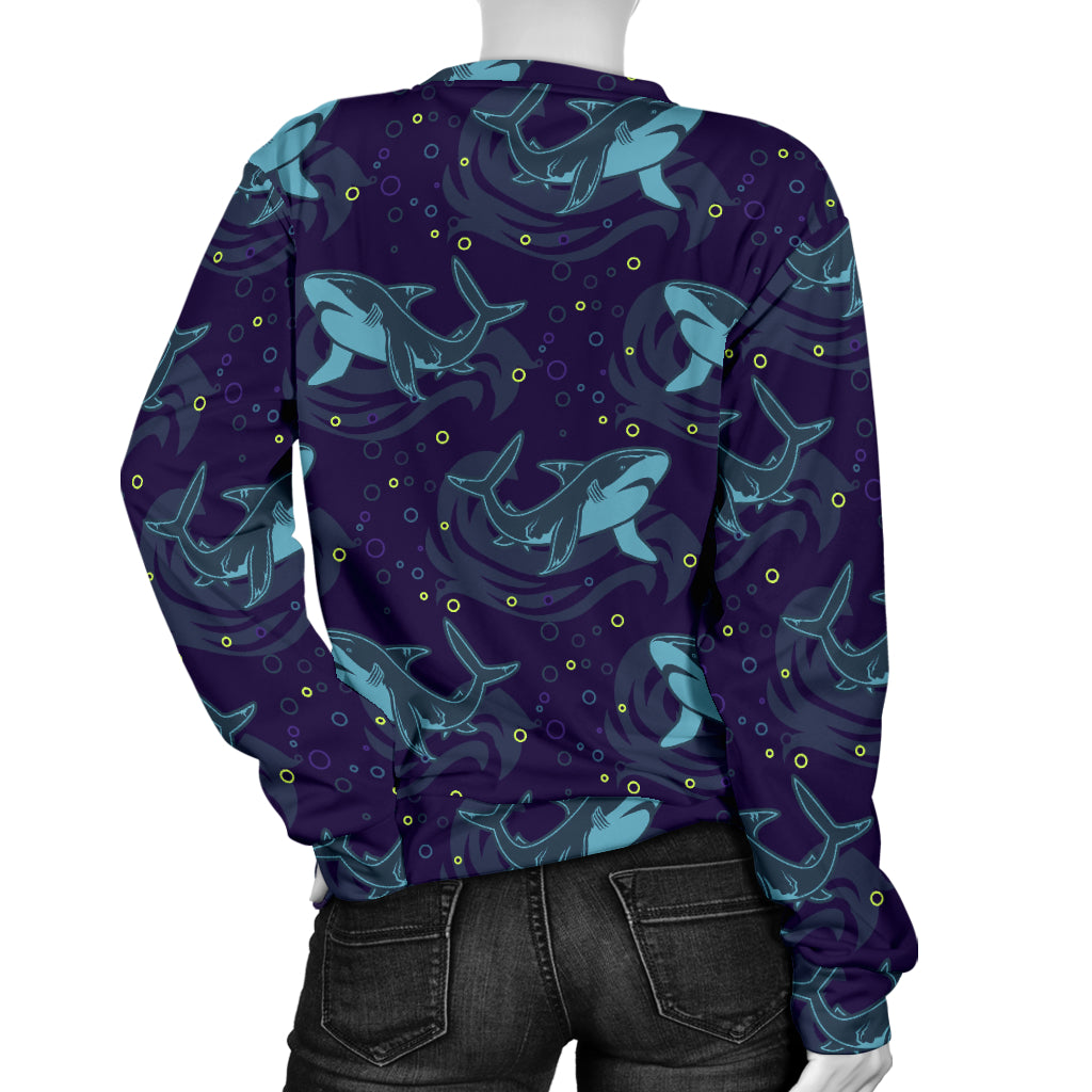Shark Themed Print Women Long Sleeve Sweatshirt