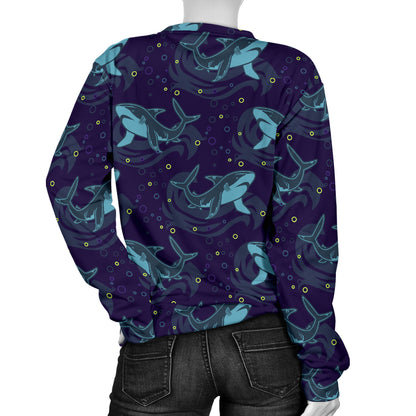 Shark Themed Print Women Long Sleeve Sweatshirt