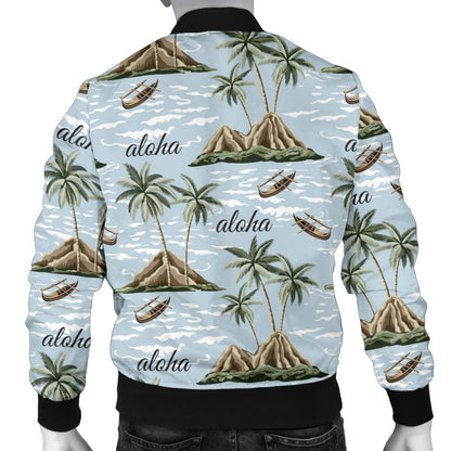 Aloha Hawaii island Design Themed Print Men Bomber Jacket