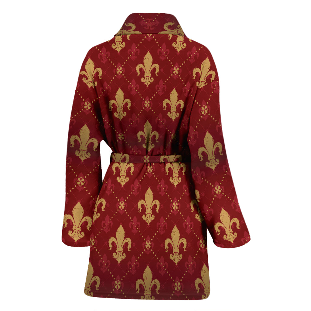 Fleur De Lis Print Design LKS401 Women Bathrobe