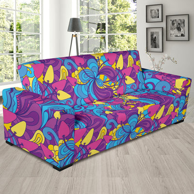 Psychedelic Mushroom Pattern Print Design A03 Sofa Slipcover