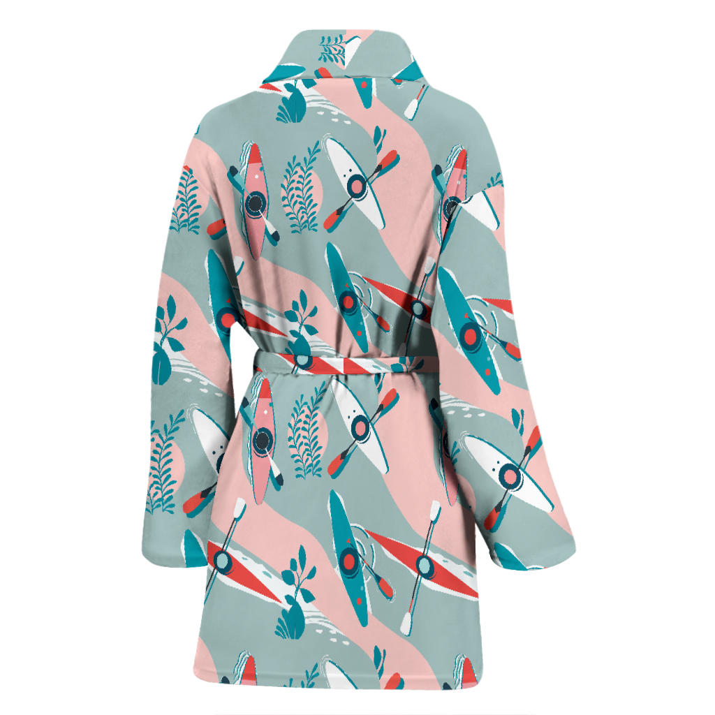 Kayak Pattern Print Design 05 Women Bathrobe