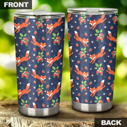 Fox Strawberry Print Pattern Tumbler