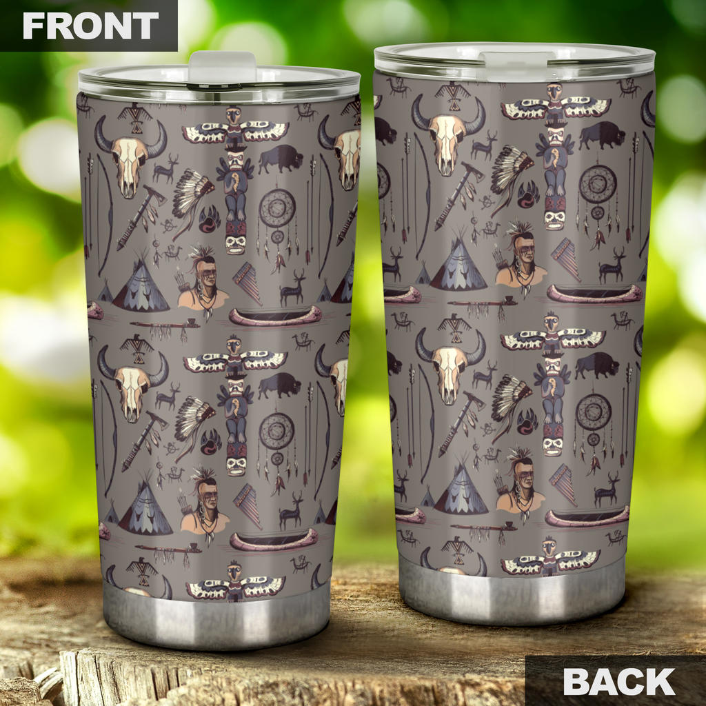 Native Indian life Design Print Tumbler