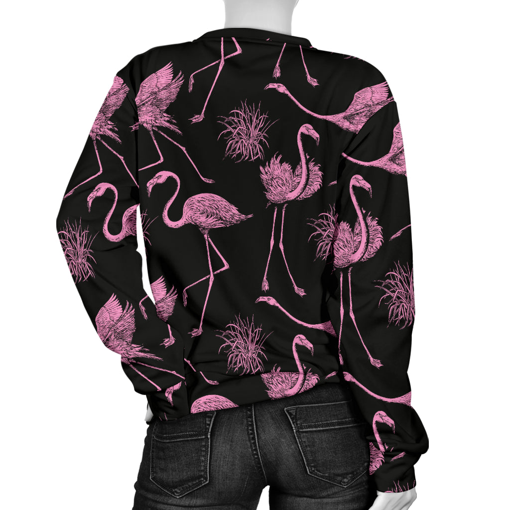 Flamingo Pink Print Pattern Women Long Sleeve Sweatshirt