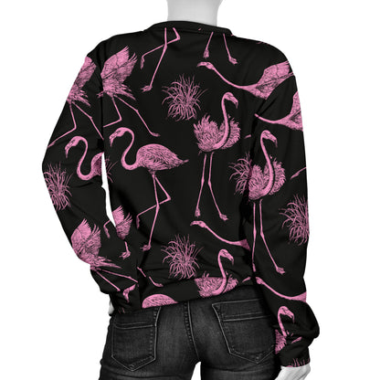 Flamingo Pink Print Pattern Women Long Sleeve Sweatshirt